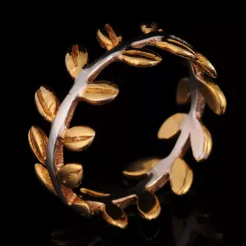 Prsten Stříbrný prsten Ag 3,4 g Ave Caesar ratolest pozlaceno 53