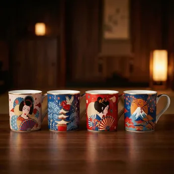 Sada hrnků s japonským motivem EASY LIFE 300 ml vícebarevné 4 ks