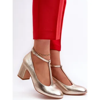 Dámské lodičky Lodičky Z Eko Kůže Na Podpatku Raniyah Barva: Zlatá, Velikost: 36