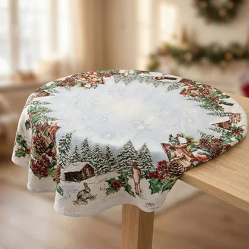 ubrus Vánoční ubrus kulatý SQUIRREL 90 cm