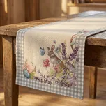 Velikonoční běhoun se zajíčkem 37 × 100 cm béžovo-modrý