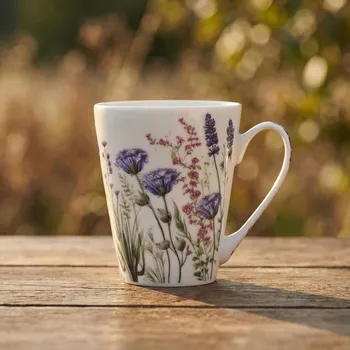 Stolování Hrnek s květy 330 ml bílý