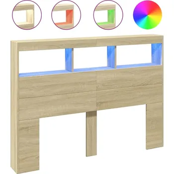 Čelo postele s úložným prostorem a LED dub sonoma 140x17x102 cm