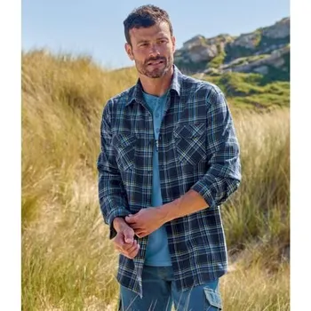 Atlas For Men Tmavě modrá kostkovaná flanelová košile , Kostkovaná, Velikost XXL Q1115