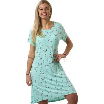 Dámské noční prádlo Světle zelinkavá, azurová luxusní jemná noční košilka pro plnoštíhlé ženy vzor šedé kvítí 1D1427 zelená xxl