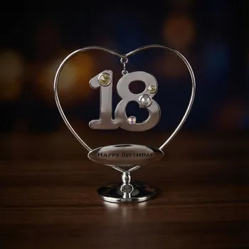 Figurka k 18. narozeninám srdce s krystalky