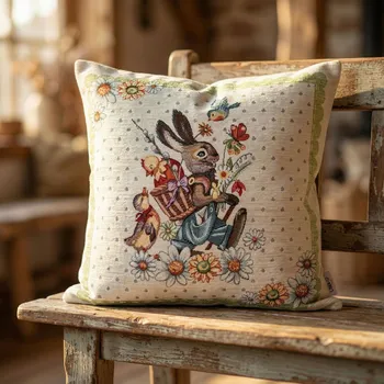 Povlak na polštářek Povlak se zajícem a kuřaty LIMASO 45 × 45 cm vícebarevný