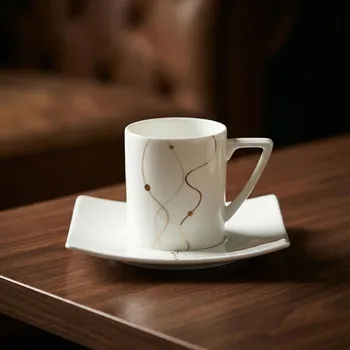 Šálky na mokka s podšálky ENGLISH COLLECTION 5 cm bílé 2 ks