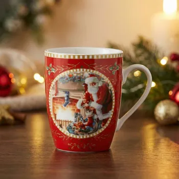 Vánoční hrnky s Mikulášem 360 ml červené 2 ks