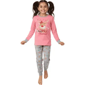 Dívčí pyžamo VÁNOČNÍ PYŽAMO SE SOBEM NOVINKA Barva: Šedorůžová, Velikost: 146