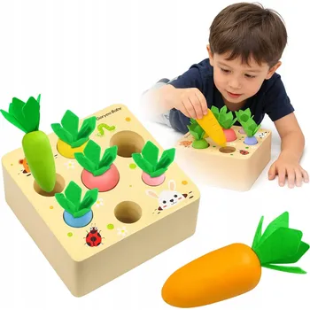 Dřevěná hračka Montessori Hračka Třídič Kostek Dřevěná Mrkev DÁREK