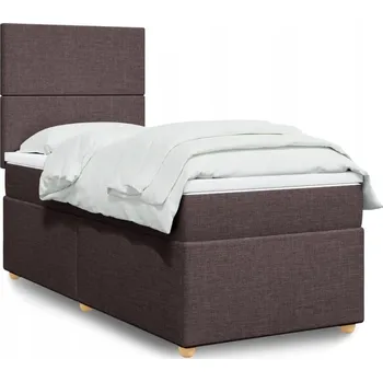 Postel Čalouněná jednolůžková postel VidaXL 90x200 cm, odstíny hnědé