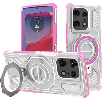 Pouzdro na mobilní telefon Techsuit Carbon Shield PRO pro Motorola Edge 50 Pro růžový transparentní