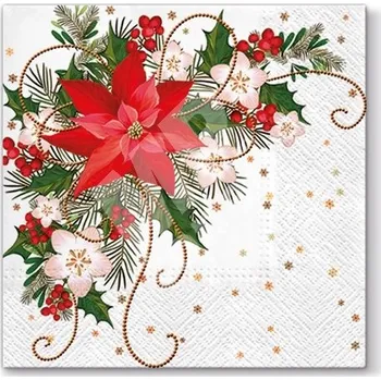 Papírový kapesník Ubrousky PAW Dekor L (20ks) Poinsettia Composition