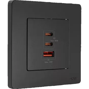 Elektrická zásuvka MOES USB Wall Outlet - USB nástěnná nabíječka Šedá 30 W Použitý