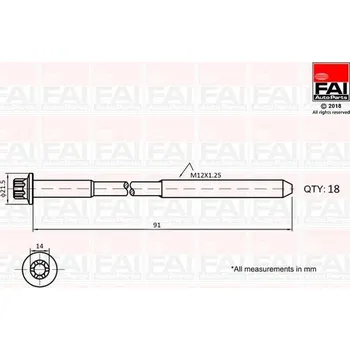 Auto-moto Sada šroubů hlavy válce FAI AutoParts B2101