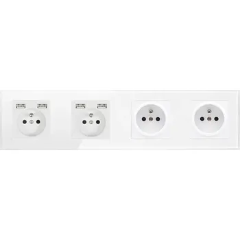 Elektrická zásuvka SRAN 4 Zásuvka 2x230V+USB 5V/2,1A + 2x230V bílý plast
