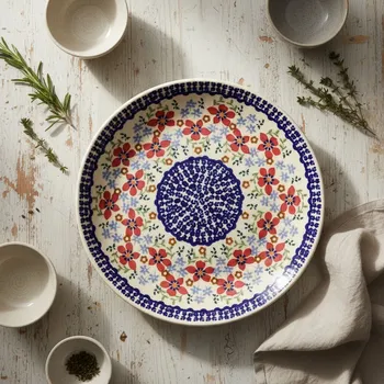 Talíř Plochý dezertní talíř Manufaktura Bolesławiec 22 cm – dek. MM01