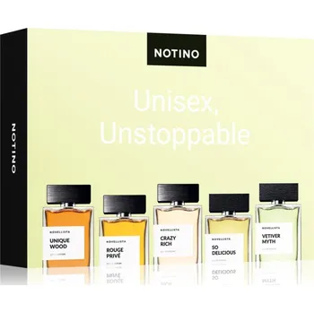 Unisex parfém Beauty Discovery Box Notino NOVELLISTA Unique Wood parfémovaná voda 1,4 ml + NOVELLISTA Rouge Privé parfémovaná voda 1,4 ml + NOVELLISTA So Delicious parfémovaná voda 1,4 ml + NOVELLISTA Vetiver Myth parfémovaná voda 1,4 ml + NOVELLISTA Crazy Rich parfémo