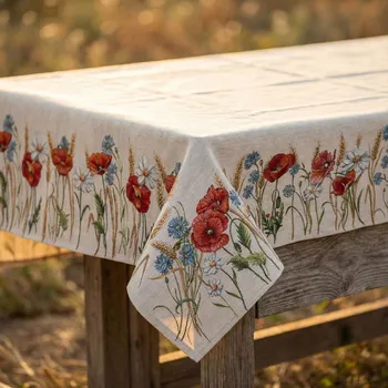 ubrus Ubrus s máky a chrpami 137×137 cm béžový