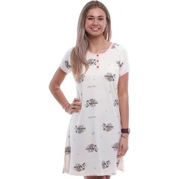 Dámské noční prádlo Smetanová i růžová pružná košilka pro ženy či dívky s lenochody 1D1586 béžová xxl