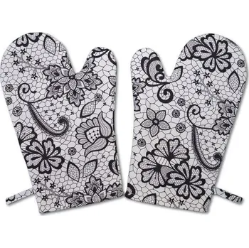 Chňapka Šatoli.cz Kuchyňské chňapky Černá krajka na bílé 2 ks