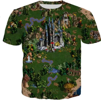 Pánské tričko Pánské tričko s fantasy mapou inspirované retro hrami - XXL Velikost: 2XL, Barva (Varianta): Zelená