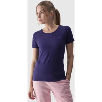 Dámské oblečení Dámské Hladké Tričko S Logem 4F 4FWMM00TTSHF1845-20S Barva: Modrá, Velikost: S