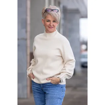 Dámský svetr N.EVERY DAY Svetr se stojákem LOVIE Barva: Vínová, Velikost: L/XL