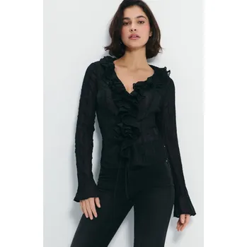 Halenka s&nbsp;ozdobným volánem - M - House - černá - 335HE-99X