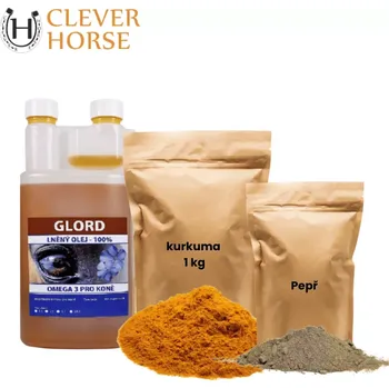 Koření KURKUMA balíček Lněný olej 1 l + Kurkuma 1 kg + Pepř 50 g