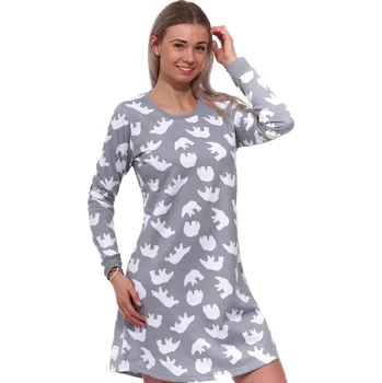 Dámská noční košile Noční košilka, teplá bavlna, lední medvědi 1TB0089 šedá s