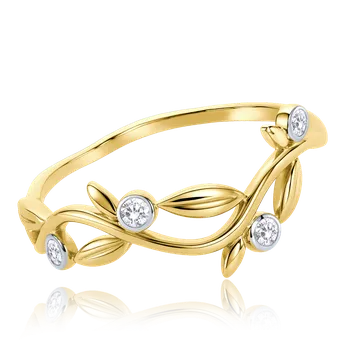 Prsten MINET Elegantní zlatý prsten s bílým zirkonem Au 585/1000 Velikost prstenu:: 59, Hmotnost (g): 1,35