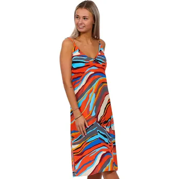 Dámské noční prádlo Moderní strakatě barevná košilka dámská s tenkými ramínky - colorful animal 1D1221 oranžová xl