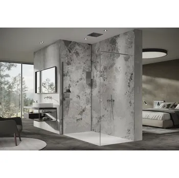 Hüppe Xone - Walk-in 1100mm, tloušťka 8 mm, příčná vzpěra, profil stříbrná pololesklá, čiré sklo s Anti-Plaque NX1704.069.322