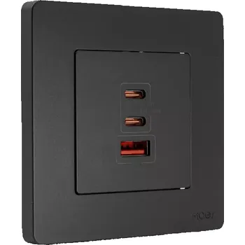 Elektrická zásuvka MOES USB Wall Outlet - USB nástěnná nabíječka Šedá 65 W Nový
