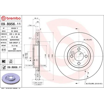 Brzdový kotouč Brzdový kotouč BREMBO 09.B956.11