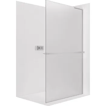 CERANO - Sprchová zástěna Walk-in Onyx L-pravá vzpěra + polička/držák na ručníky - 8 mm - chrom, mléčné sklo - 30x200 cm