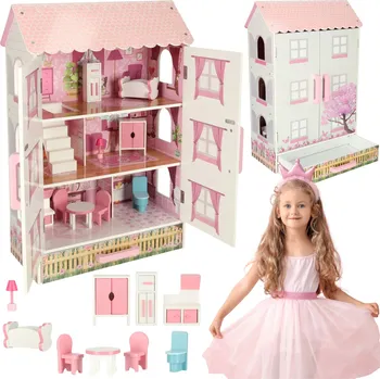 Domeček pro panenku Dřevěný domeček pro panenky Lulilo Papilio růžový 80 cm