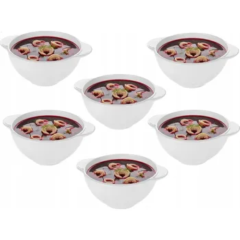 Bulionovka miska skleněná miska s ušima 500 ml 6 kusů bílé sklo