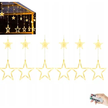Vánoční dekorace GIRLANDA SVĚTELNÝ ZÁVĚS HVĚZDIČKY VÁNOČNÍ HVĚZDY NA OKNO LED LAMPY