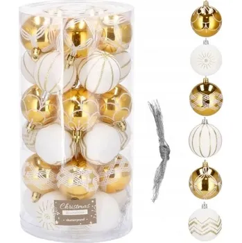 Vánoční dekorace Vánoční Koule zdobená, Vánoční Koule hladká, Sady vánoční koule 5 cm 30 ks