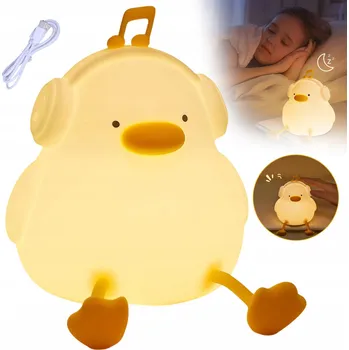 Lampička MĚKKÁ SILIKONOVÁ DOTYKOVÁ NOČNÍ LAMPA KAČENKA LED, STMÍVATELNÁ, S ČASOVAČEM