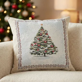 Povlak na polštářek Vánoční povlak na polštář s vánočním stromkem 45×45 cm béžový
