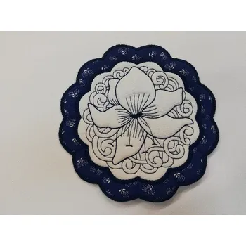 Textilní prostírání na stůl kulaté 20cm - modré č.3