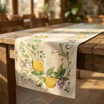 ubrus Běhoun s citrony a květy GINA 37×100 cm