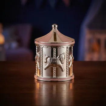 Pokladnička Pokladnička kolotoč 8,2 × 8,2 × 12,5 cm stříbrno-růžová