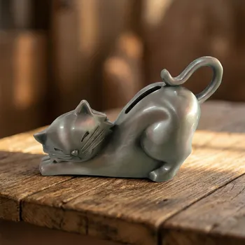 Pokladnička Pokladnička kočka 16,5 cm cínová