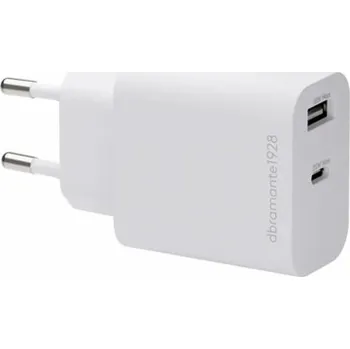 dbramante1928 re-charge - Síťový adaptér - 25 Watt - 2 výstupní konektory (24 pin USB-C, USB) - bílá