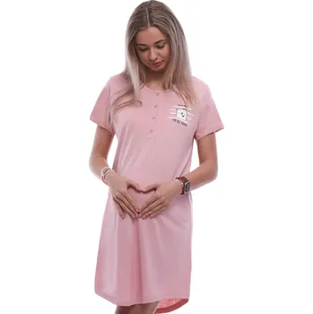 Dámská noční košile Růžová kojící a těhotenská noční košilka s bílým medvědem 1C3898 růžová xxxl